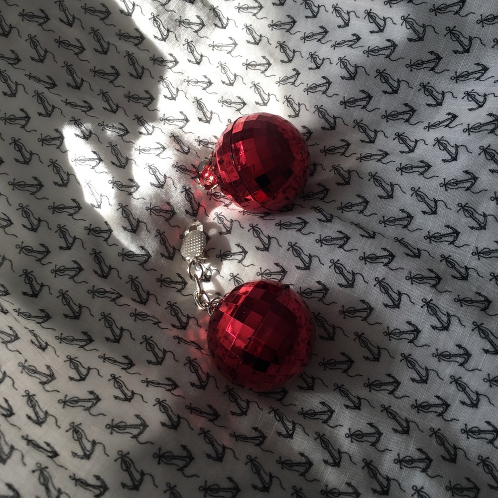 ASOS Vintage Red Disco Ball Clip On Earrings